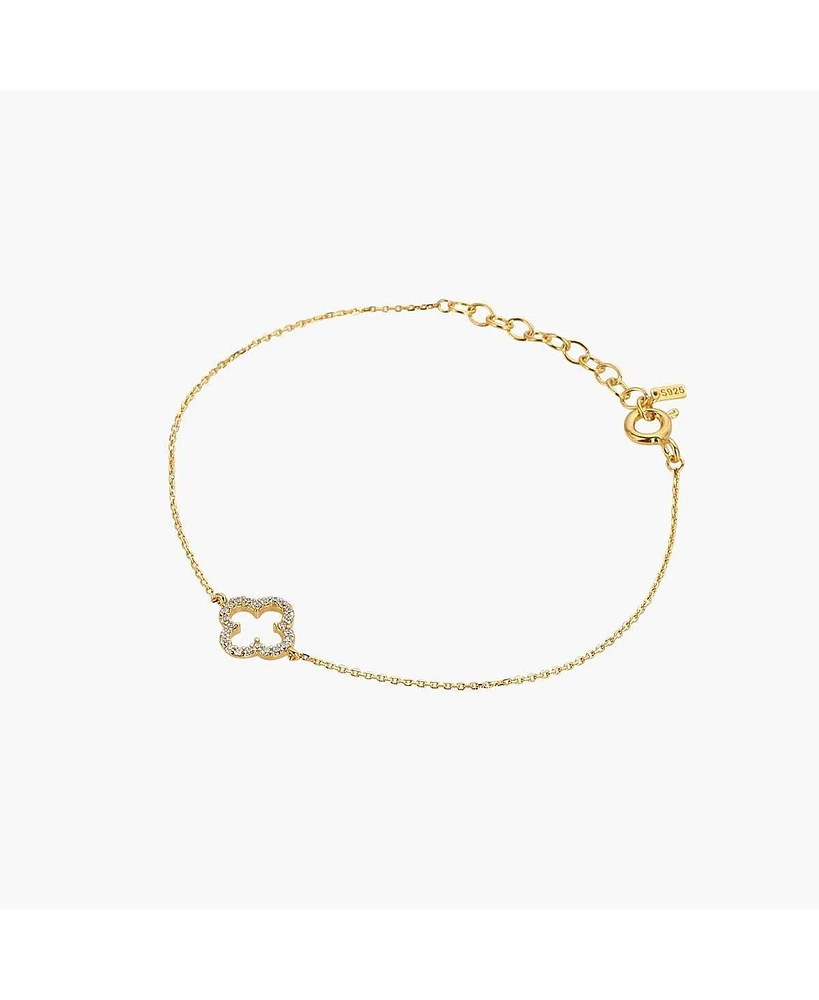 Sterling Silver 18k Gold Plated Aria Clover Bracelet – Summer Ready, Lightweight, Stackable Bracelet, Gift for Her