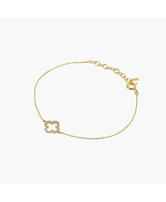 Sterling Silver 18k Gold Plated Aria Clover Bracelet – Summer Ready, Lightweight, Stackable Bracelet, Gift for Her
