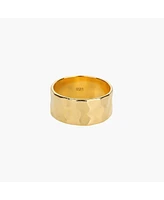 Sterling Silver 18k Gold Plated Skye Hammered Band Ring Size 6 – Bold Summer Ring, Modern Texture, Gift Ready