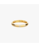 Sterling Silver 18k Gold Plated Sabrina Paved Band Ring Size 7 – Timeless Summer Band, Shimmering Detail, Chic Everyday Look