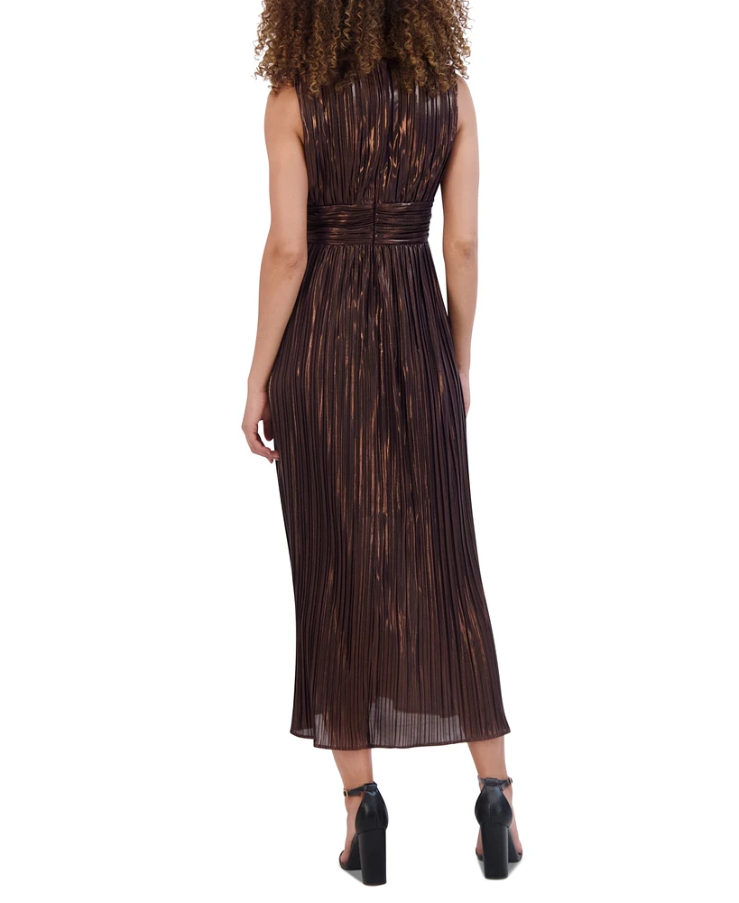 Siena Women's Metallic Pleated Midi Dress