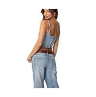 Edikted Womens Tennessee Denim Corset