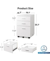 3 Drawer Wood Mobile File Cabinet, Rolling Filing Cabinet for Letter/A4 Size