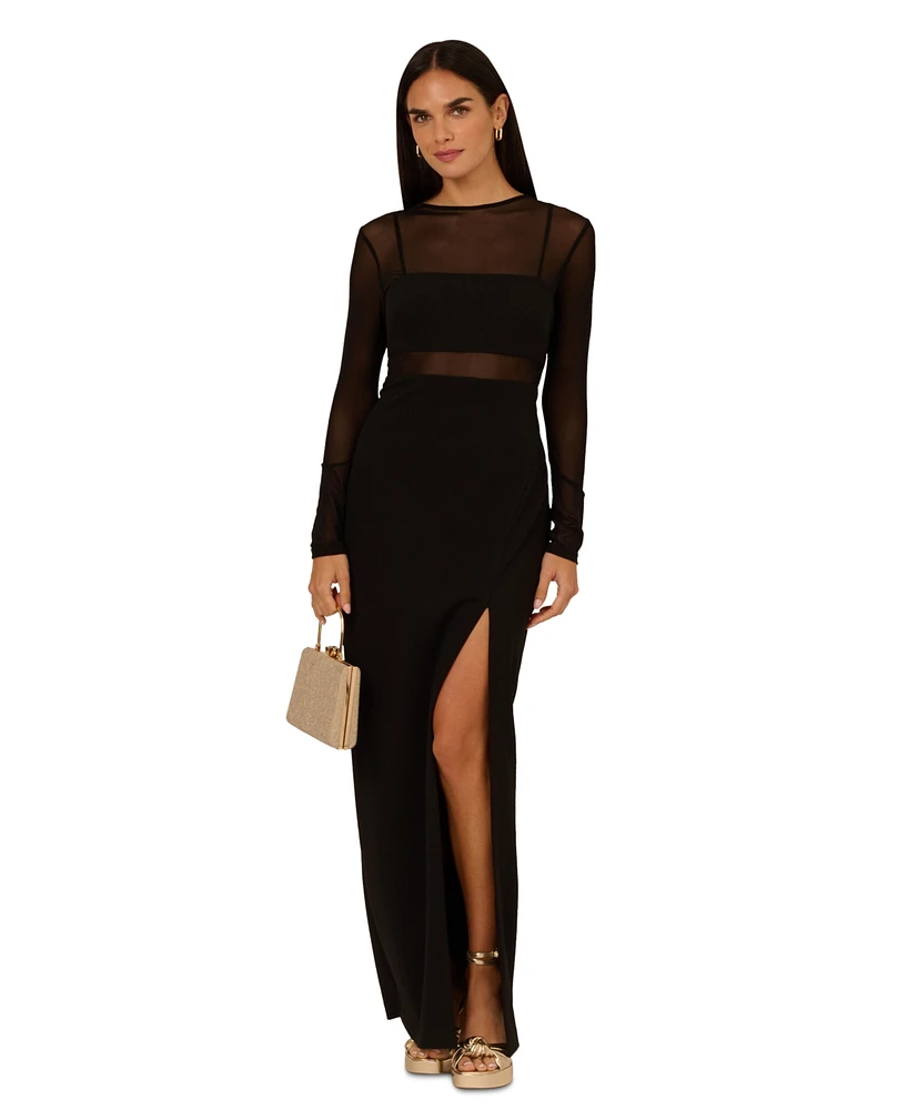 Adrianna Women's Mesh-Panelled Column Gown