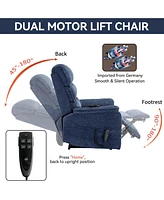 Chenille Dual Motor Infinite Position Up to 350 Lbs Power Lift Recliner Chair with Power-Remote