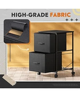 2 Drawer Mobile File Cabinet, Rolling Printer Stand, Fabric Vertical Filing Cabinet fits A4 or Letter Size for Home Office