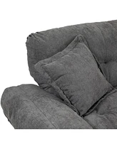84" Chenille Recliner Sofa Small Sofa Loveseat Deep Seat Sofa Couch with 2 Throw Pillows & Memory Foam for Living Room Apartment Office Lounge-Gr