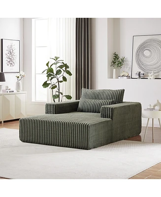 75-Inch Corduroy Sponge Sofa Lounge Chair,No Assembly Required,Fluffy Modern Sleeper Chair for Indoor Living Room Bedroom