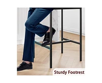 Bar Stools Set of 2, Upholstered Counter Height Barstools with Back, Kitchen Bar Stools with Footrest, Bar Chairs for Kitchen Island, Counter Bar