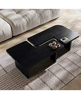 Tova 54" Modern Minimalist Thick High-strength Mdf Coffee Table, Combined Tea Table for Living Room, Office, Den, Dark oak