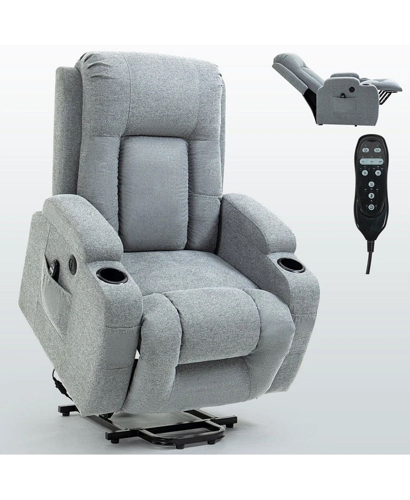 Infinite Position Up to 350 Lbs Power Lift Recliner Chair for Elderly Heavy Duty Motion Mechanism with 8-Point Vibration Massage and Lumbar Heating