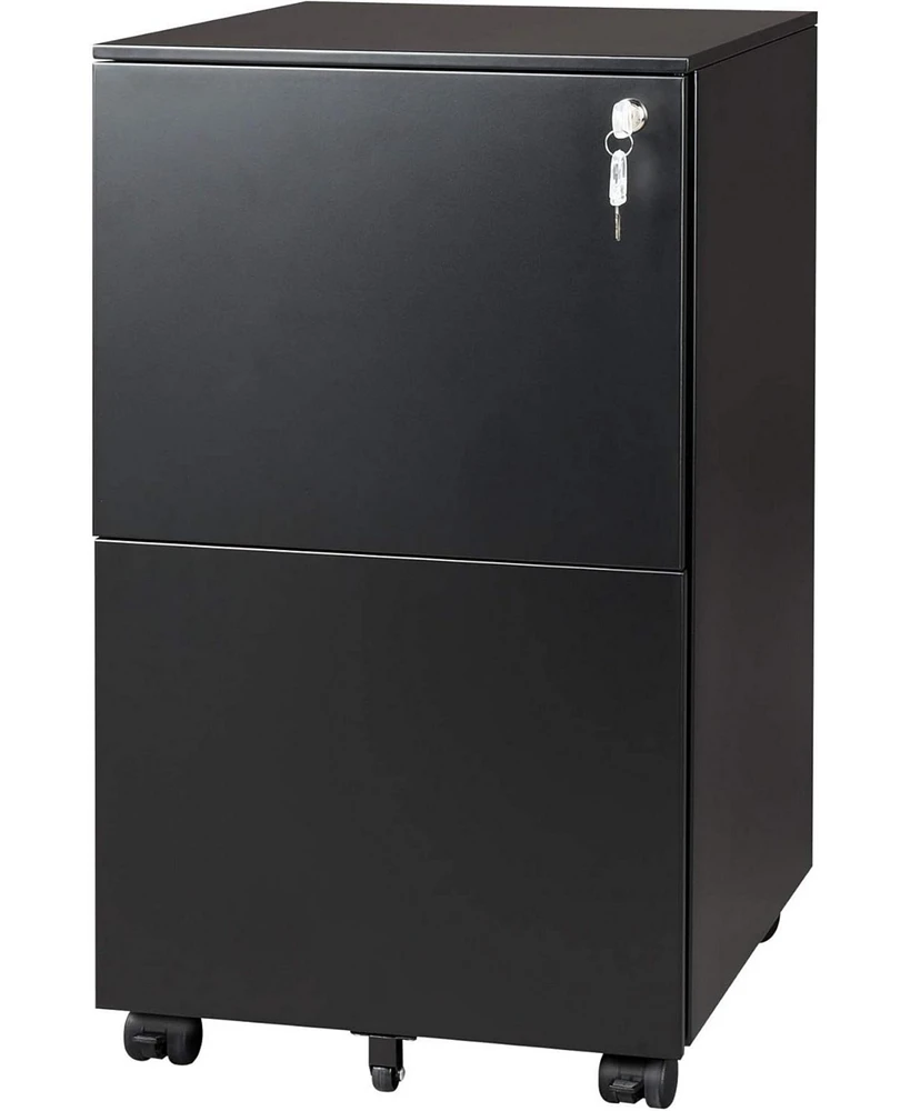 2-Drawer Mobile File Cabinet with Lock, Commercial Vertical Cabinet