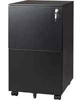 2-Drawer Mobile File Cabinet with Lock, Commercial Vertical Cabinet