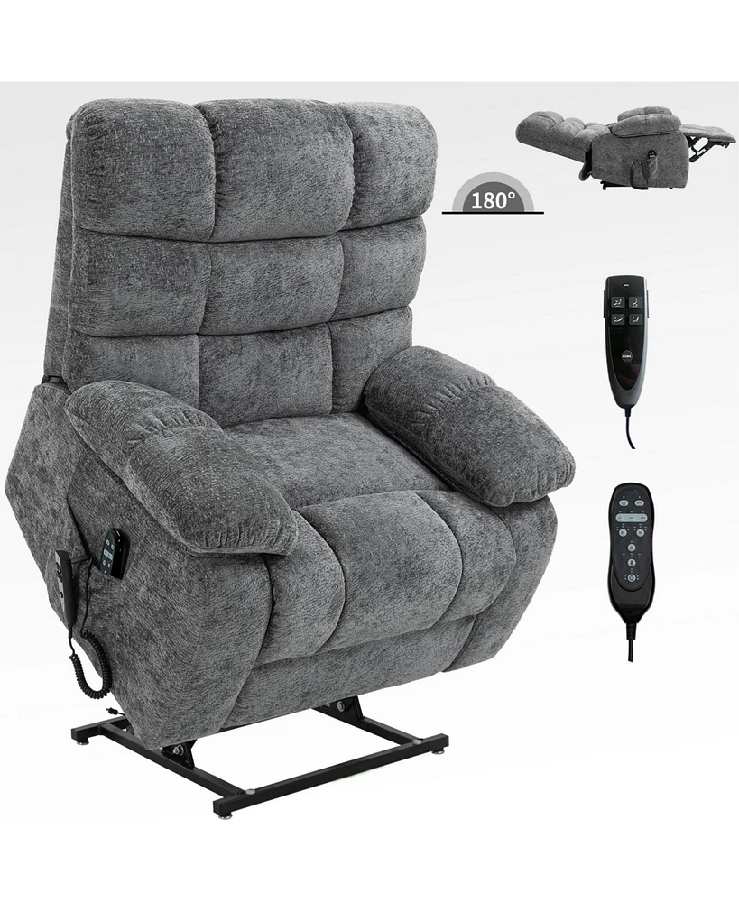 Boyel Living Lift Recliner Chair Heat Massage Dual Motor Infinite Position Up to 350 Lbs Large Electric Power Recliners with Power-Remote