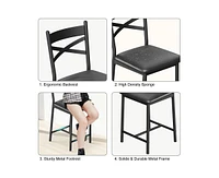 Bar Stools, Bar Chairs Set of 2, Modern Counter Bar Stools with Back & Footrest, Upholstered Island Chairs