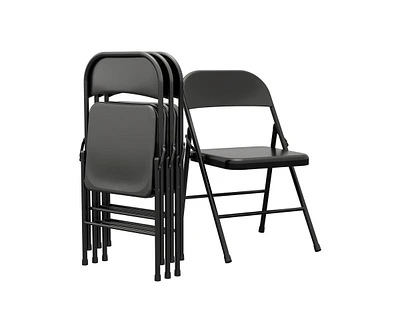 Dining Chairs Set of 4, Foldable Dining Chairs with Metal Frame Hold Up to 350 Pounds, Portable Kitchen Chair Suitable for Dining Room