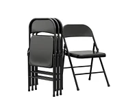 Dining Chairs Set of 4, Foldable Dining Chairs with Metal Frame Hold Up to 350 Pounds, Portable Kitchen Chair Suitable for Dining Room