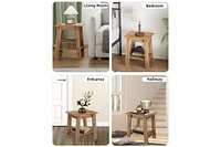 gaomon End Table, Small Side Table, Set of 2 Nightstand with 2-Tier Storage Shelf, Wood Bedside Table, Narrow Side Table Living Room