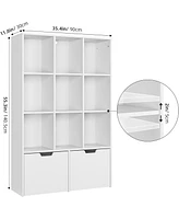 gaomon 9 Cube Storage Organizer with Drawers, Dark Brown Tall Bookshelf with Storage
