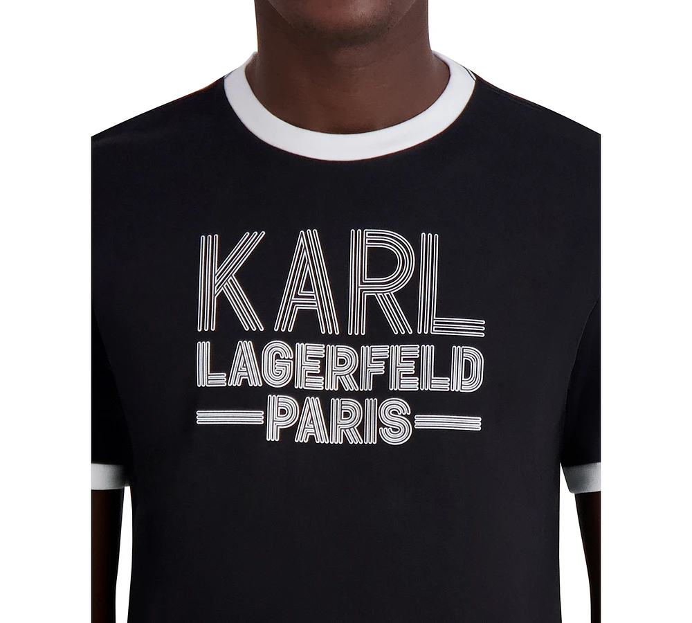 Karl Lagerfeld Paris Men's Logo Ringer T-Shirt