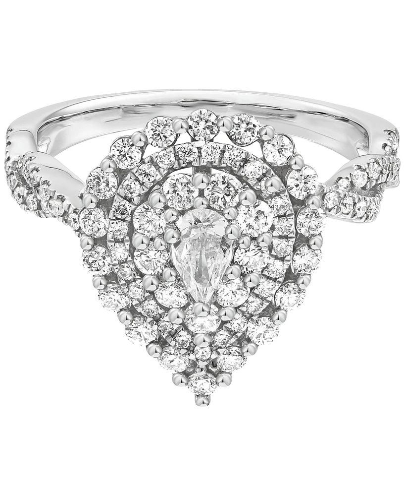 Diamond Pear Halo Engagement Ring (1 ct. t.w.) in 14K White Gold