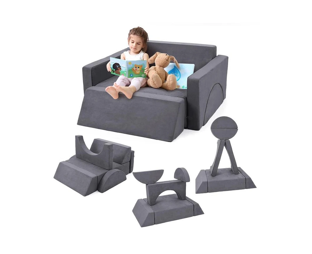 gaomon 7Pcs Kids Play Couch, Modular Kids Sofa Toddler Couch