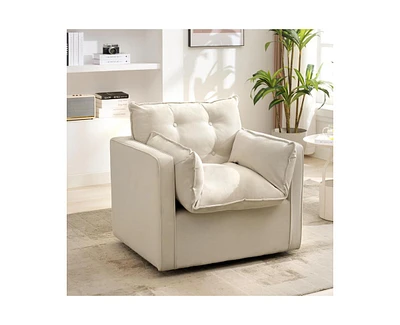 gaomon Swivel Accent Chair, Mid Century Modern Arm Chair for Living Room, Comfy Single Sofa Chair Reading Sofa with Solid Metal Base