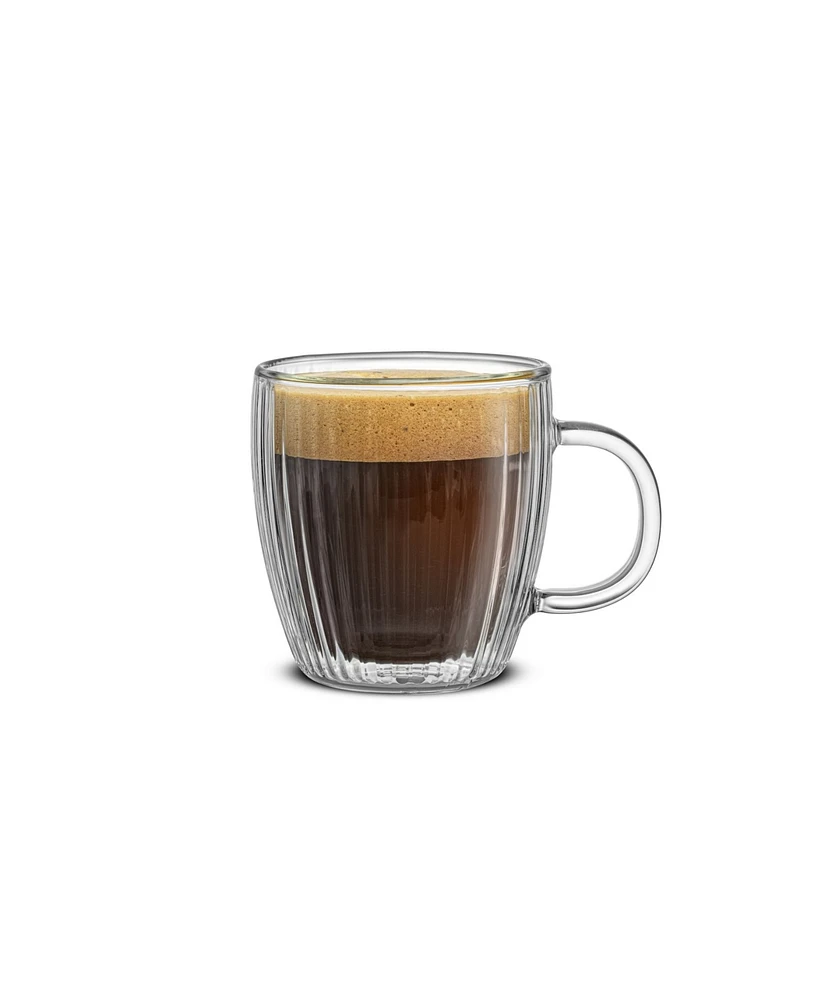 JoyJolt Fluted Savor Double Wall Espresso Glasses, Set of 4