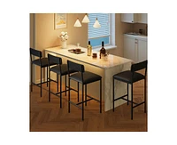 Bar Stools Set of 4, Kitchen with Footrest, 25.5 Inches Upholstered Chairs Back, 4 Counter Height Barstools for Bar, Islan