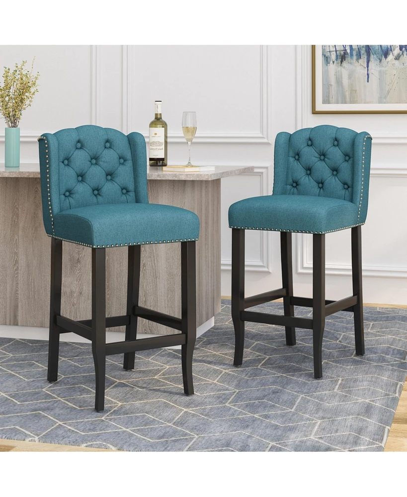 31" Tufted Wingback Bar Stools,Set of 2,for Kitchen Island or Bar-The Pop Home