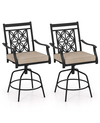 Gouun Outdoor Swivel Bar Stools Set of 2 with Seat Cushions