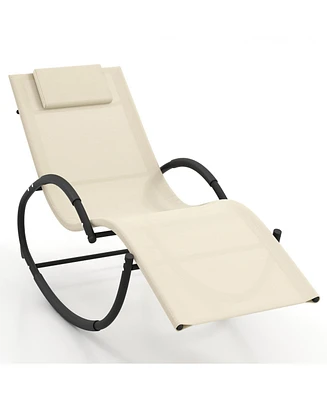 Heavy-Duty Rocking Chair - 350lbs Capacity, Uv-Resistant Fabric & Removable Headrest