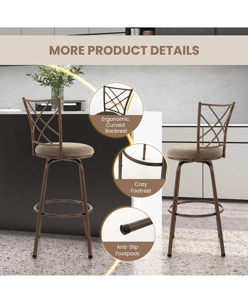 Gouun 2 Pieces Swivel Pluch Fabrice Cushioned Bar Stool Set