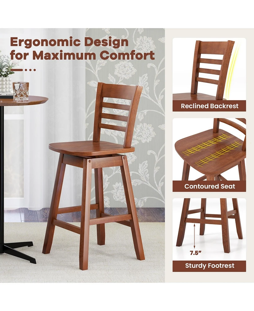 Gouun Counter Height Barstools Set of 2 with Footrest for Kitchen Island Bar