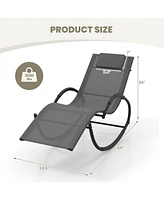 Gouun Outdoor Rocking Lounge Chair with Removable Headrest