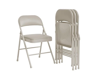 4 Pack Folding Chairs With Padded Cushion and Back, for Outside, Foldable Metal Frame Hold Up to 350 Lbs,