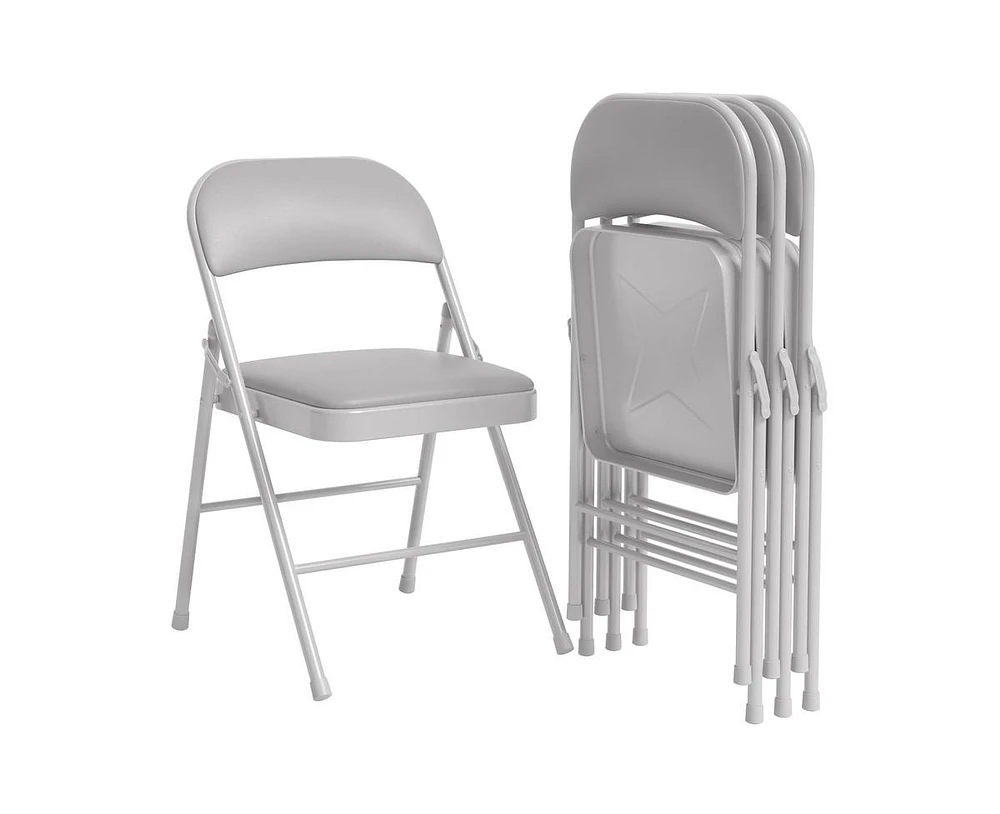 4 Pack Folding Chairs With Padded Cushion and Back, for Outside, Foldable Metal Frame Hold Up to 350 Lbs,