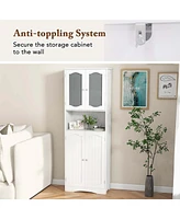 64.5" Tall Bathroom Cabinet with Tempered Glass Doors Adjustable Shelves