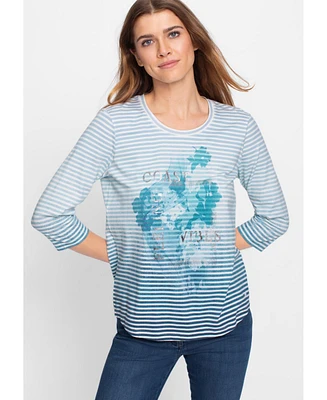 Olsen Women's Stripe & Placement Print T-Shirt