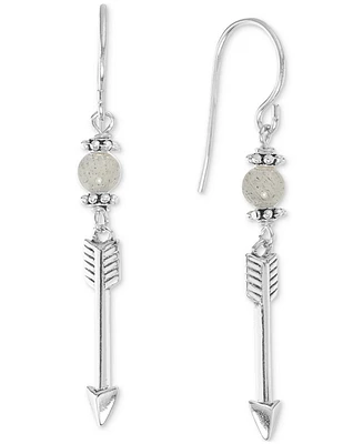 Stone Bead & Arrow Linear Drop Earrings Sterling Silver
