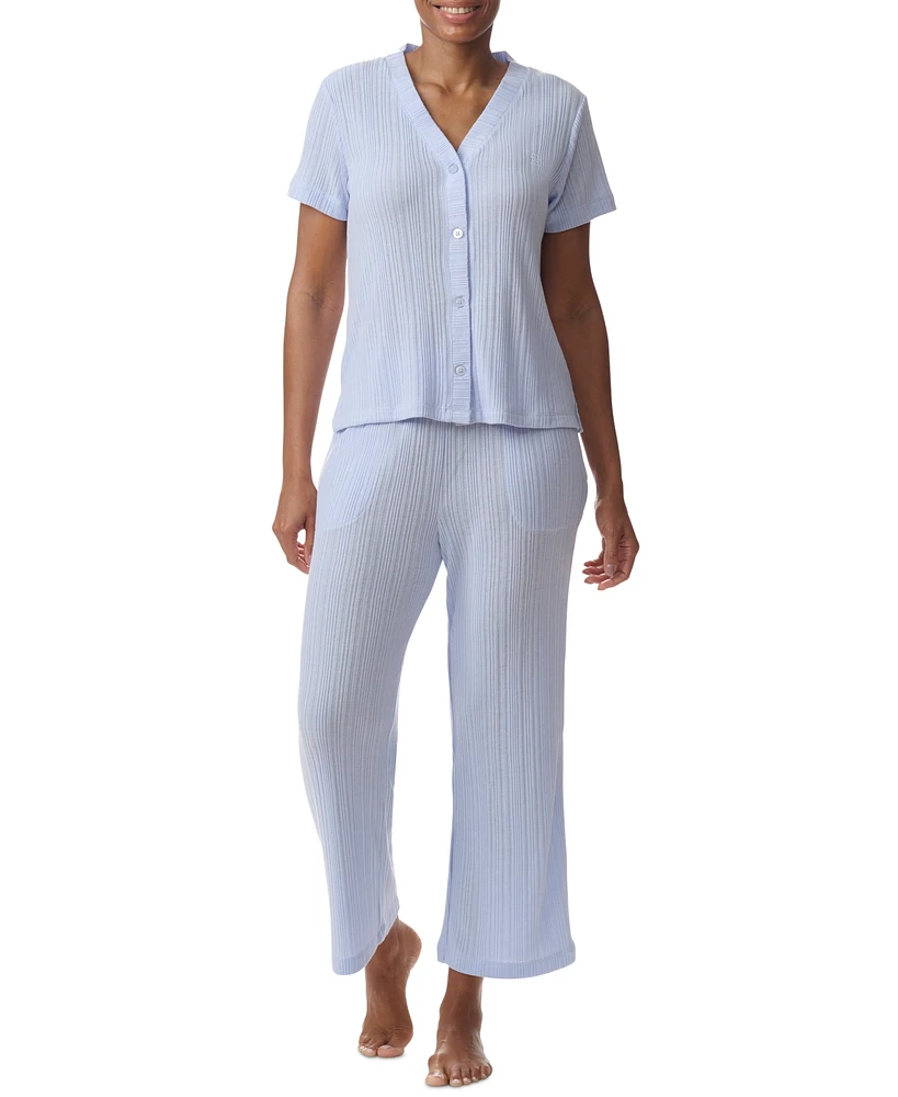 Tommy Hilfiger Women's 2-Pc. Th Cardigan Top & Cropped Pants Pajama Set