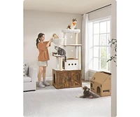 Slickblue 66.9-Inch Cat Tree Cat Tower with Litter Box Enclosure for Play and Privacy