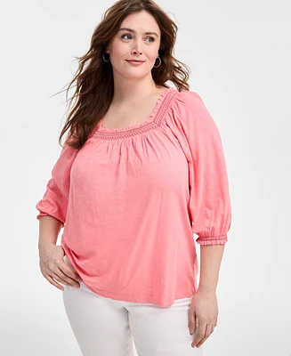 Style & Co Plus 3/4-Sleeve Top, Exclusively at Macy's