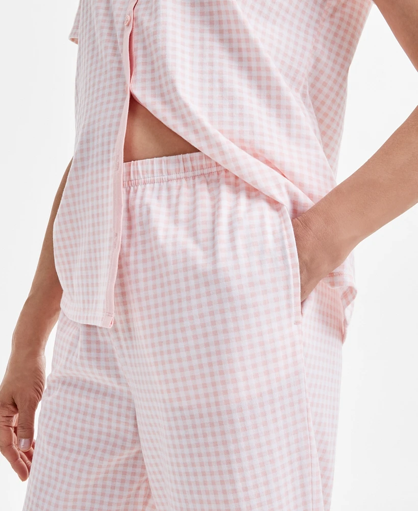 Charter Club Women's 2-Pc. Cotton Printed Cropped Pajamas Set, Created for Macy's