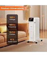 1500W Oil Filled Radiator Heater with Remote Control 3 Modes 24H Timer Indoor