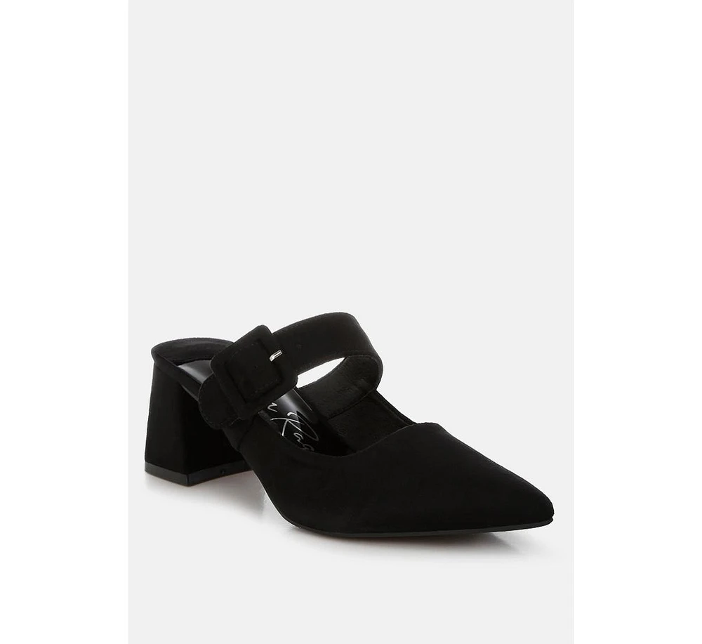 Amapola Buckle Strap Detail Microfiber Mules