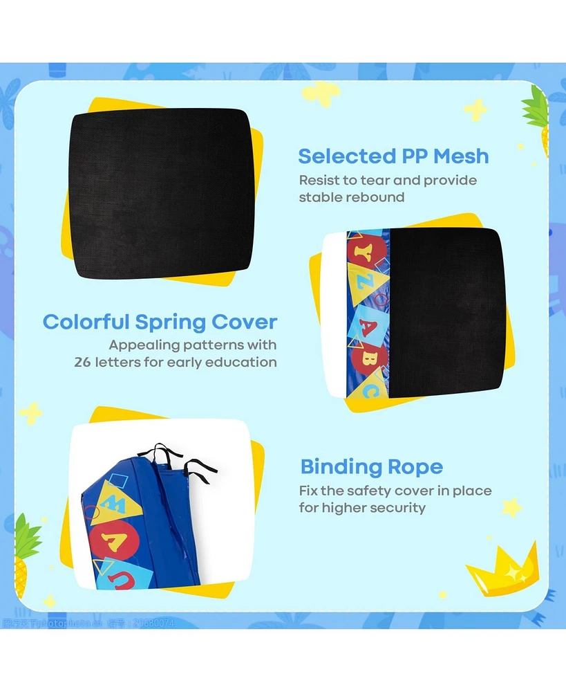 Gouun 36 Inch Kids Indoor Outdoor Square Trampoline with Foamed Handrail
