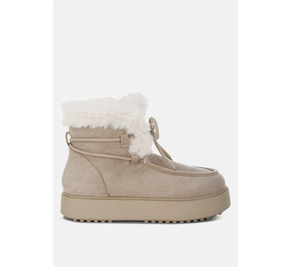 Bunting Faux Fur Collar Flatform Boots