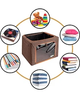 Sorbus 2 Pack Medium Foldable Storage Box - Metal Frame, Oxford Fabric, Large Window & Handles Organization for Bedroom, Linens Clothes (Teal)