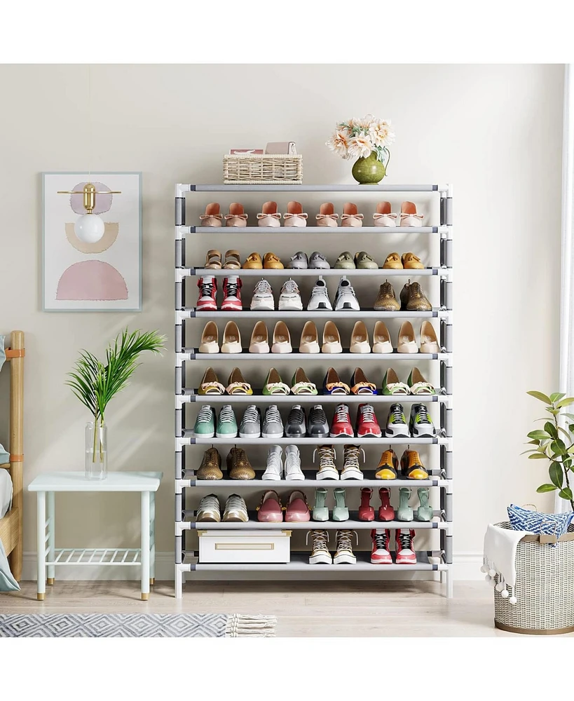 Tribesigns Upgraded 10 Tiers Shoe Rack, Large Capacity Shoe Shelf, Tall Shoe Organizer for 50 Pairs, Space Saving Shoe Storage Rack
